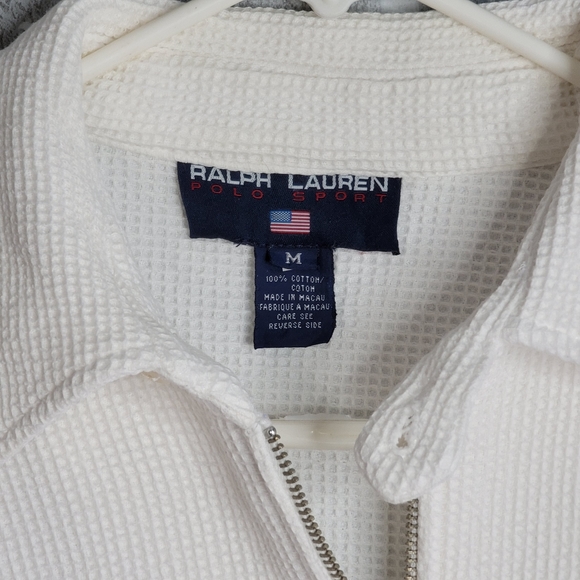 Polo Sport Ralph Lauren Vintage Waffle Zip Up Swatshirt White Men's Size M - Picture 3 of 16